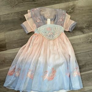 Floral Embroidered Dress with Sheer Overlay